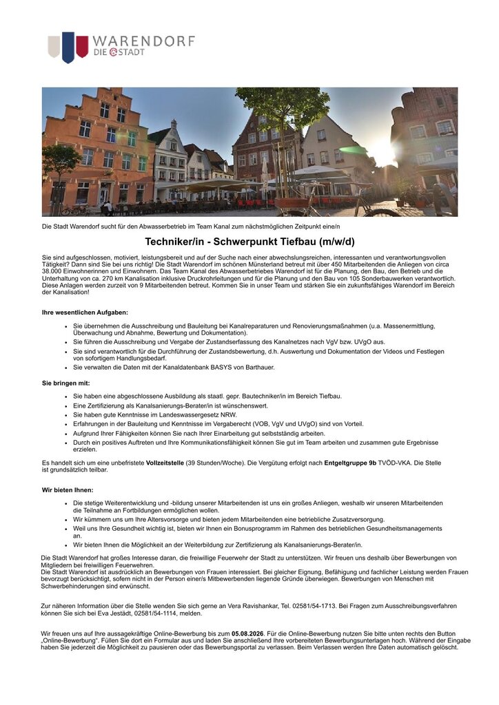 Stellenausschreibung Techniker/in Stellenausschreibung Techniker/in